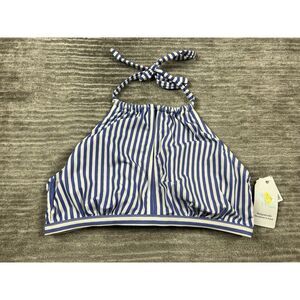 Time and Tru Swim Bikini Top Womens XL Blue White Striped NWT
